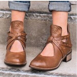JOYFOLIE 8.5 Oralie woman leather bohemian western handmade strappy ankle bootie